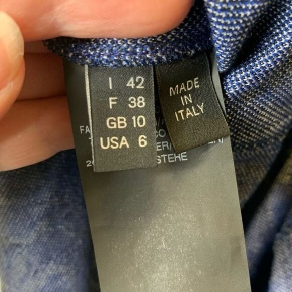 Derek Lam New York v-neck blue and black abstract print swing knit dress size 6 - Picture 9 of 12